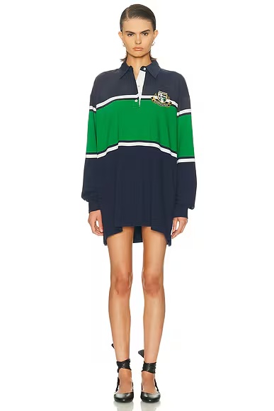 Eatone Rugby Dress Navy & Green