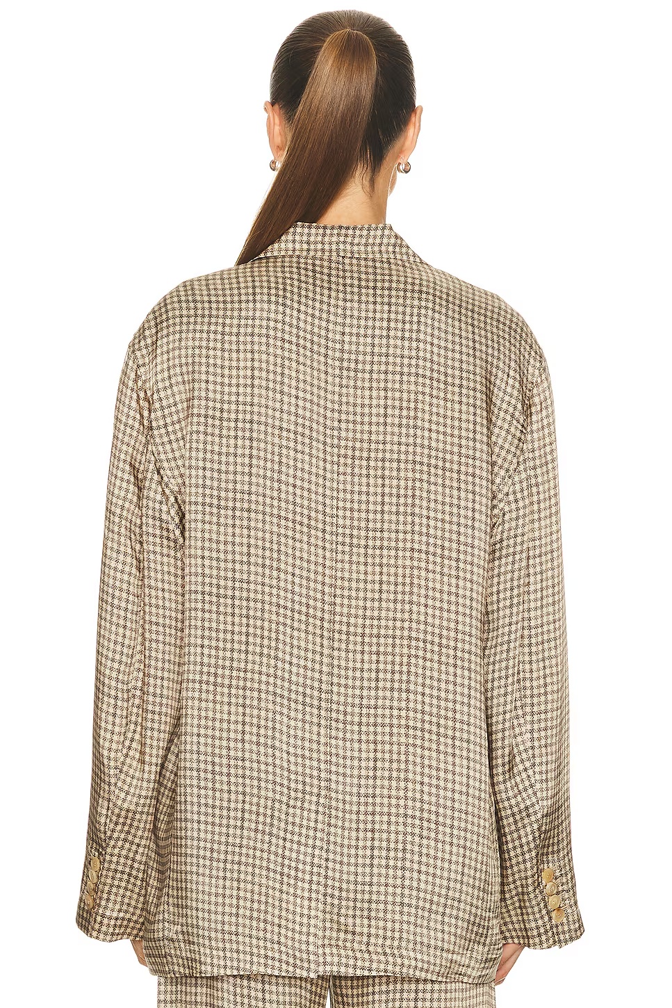 Junida Check Fluid Blazer Beige