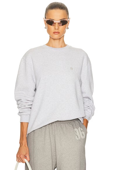 Faihra U Melange Face Crewneck Sweater Pale Grey Melange
