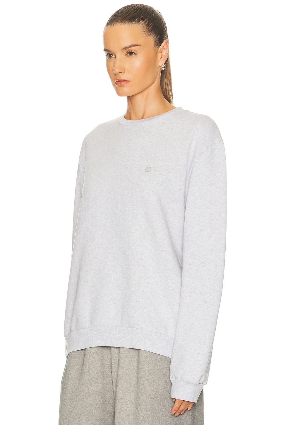 Faihra U Melange Face Crewneck Sweater Pale Grey Melange