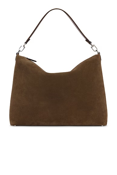 Medium Bevel Cord Suede Bag Dark Taupe