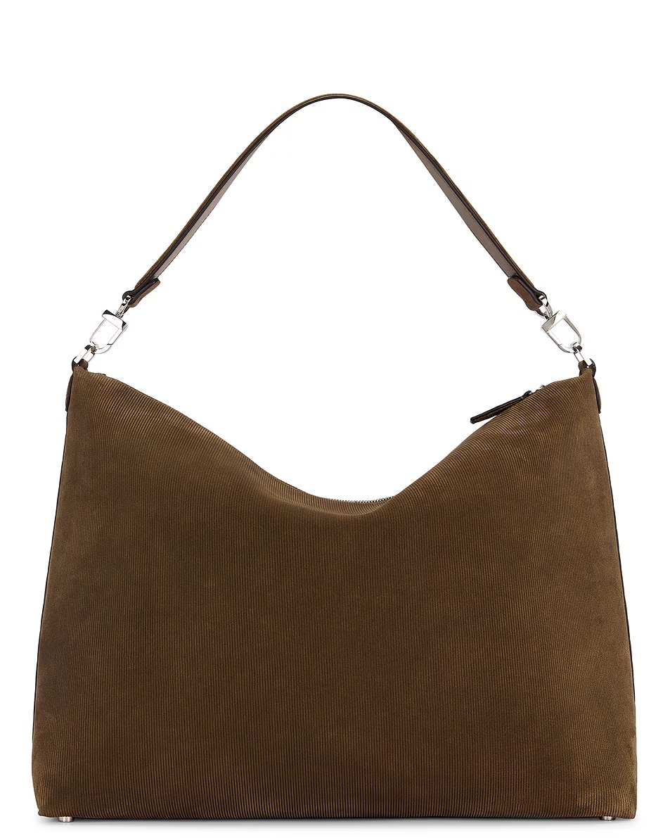 Medium Bevel Cord Suede Bag Dark Taupe