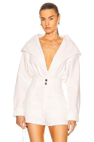 Denim Bodysuit Blanc