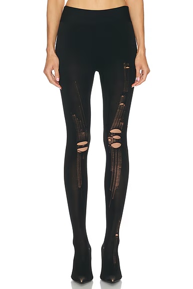 T38 Destroyed Pantalegging Black & Light Beige