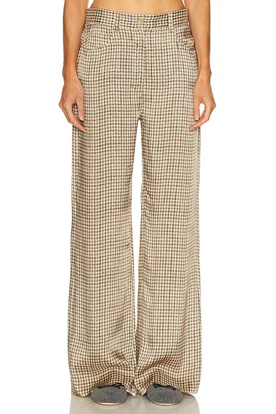 Poltana Fluid Check Pant Beige