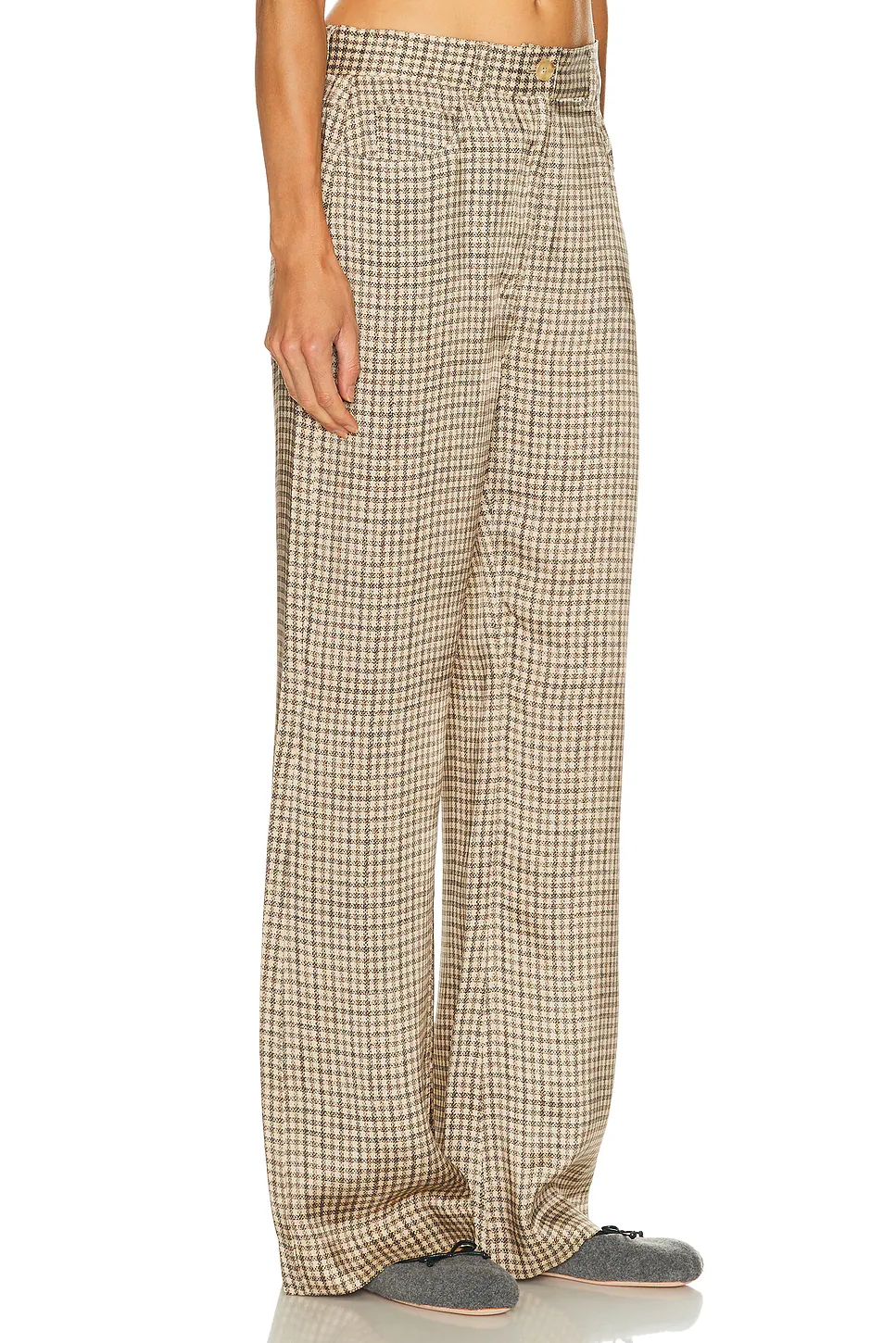 Poltana Fluid Check Pant Beige