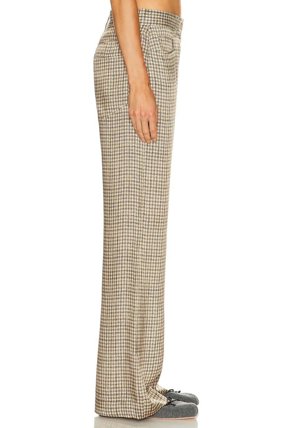 Poltana Fluid Check Pant Beige