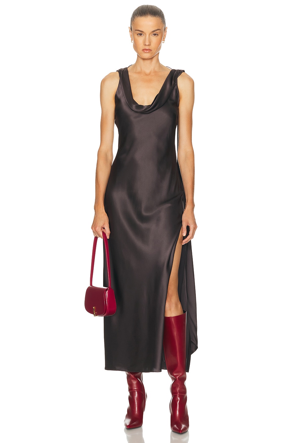 Dotti Silk Slip Dress Graphite Grey