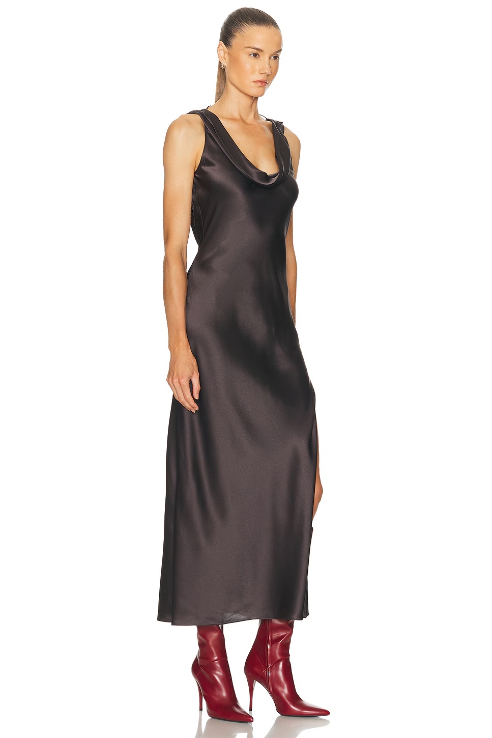 Dotti Silk Slip Dress Graphite Grey