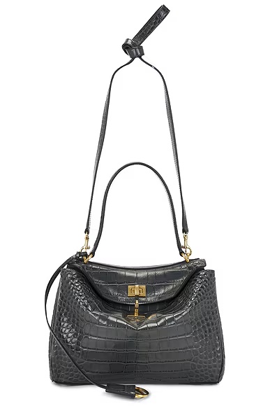 Rodeo Small Croc Embossed Top Handle Bag Volcanic Rock
