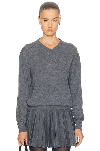 V Neck Sweater Heather Grey
