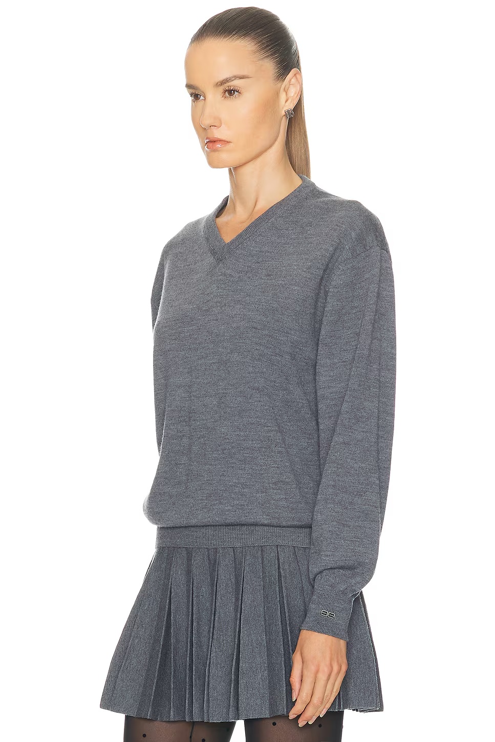 V Neck Sweater Heather Grey