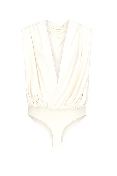 ALAΪA Hooded Bodysuit Panna Cotta