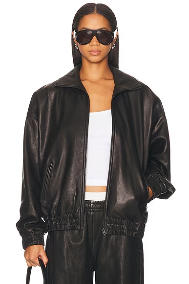 Lemmy Crop Leather Jacket Black