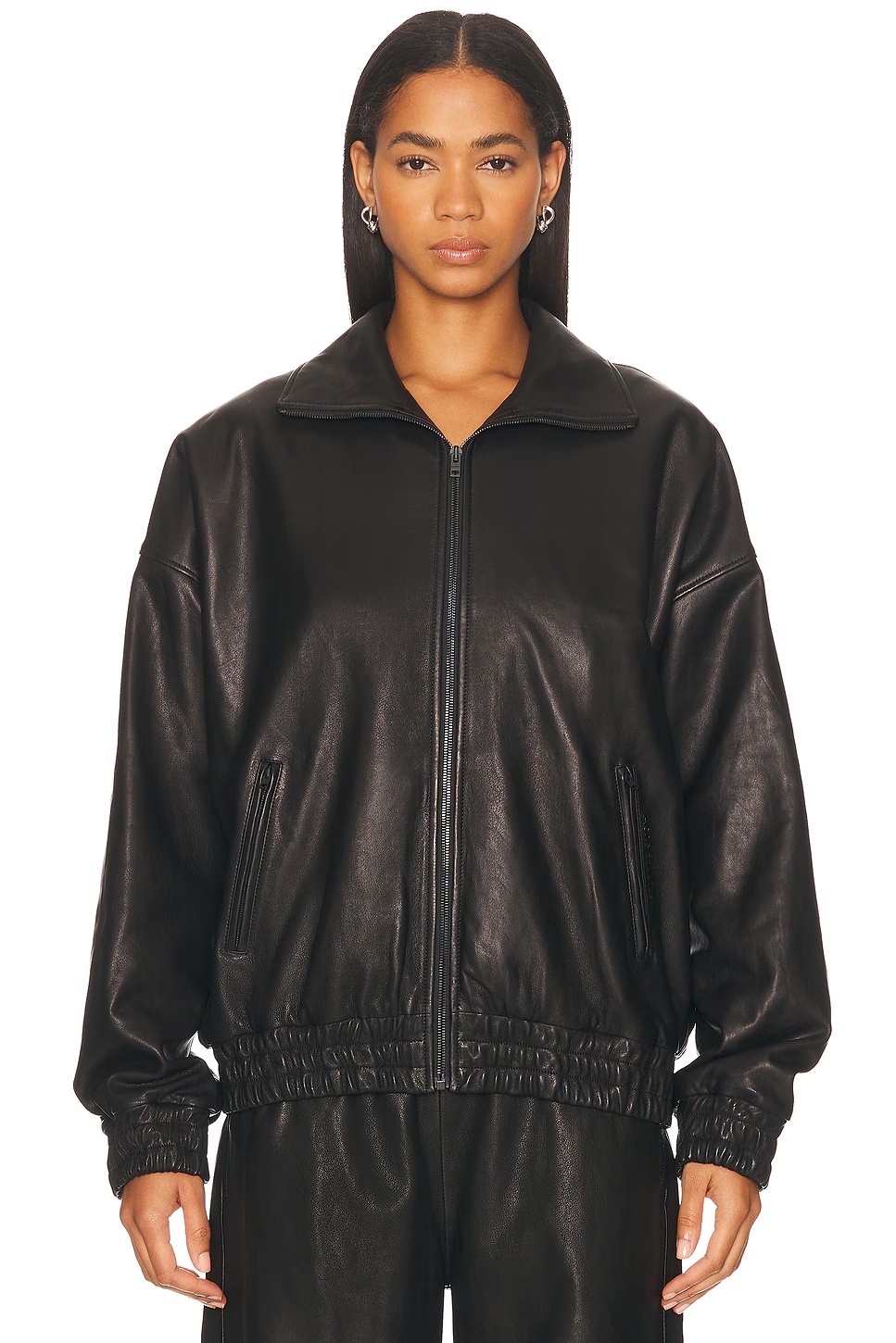 Lemmy Crop Leather Jacket Black
