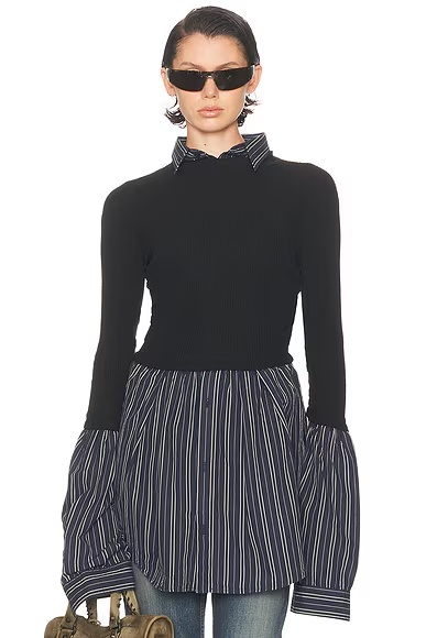 Layered Sweater Top Black