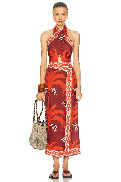 Buen Viento Ankle Dress Wine & Red