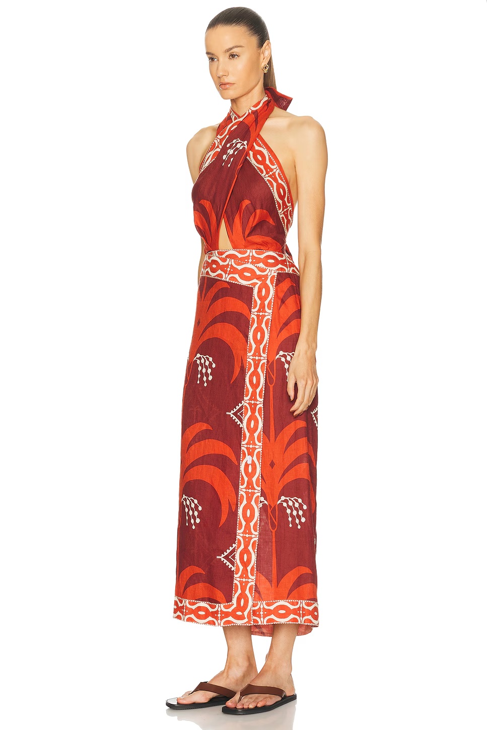 Buen Viento Ankle Dress Wine & Red
