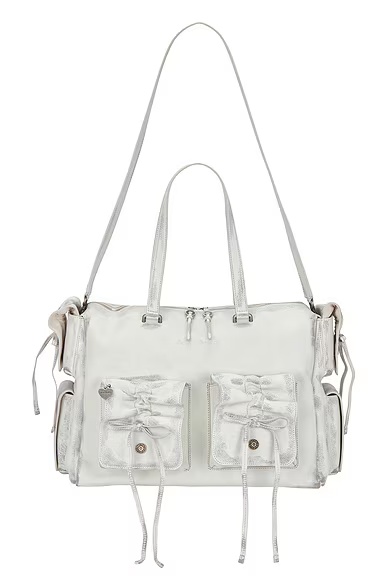 Multipocket Tote Bag White & Grey