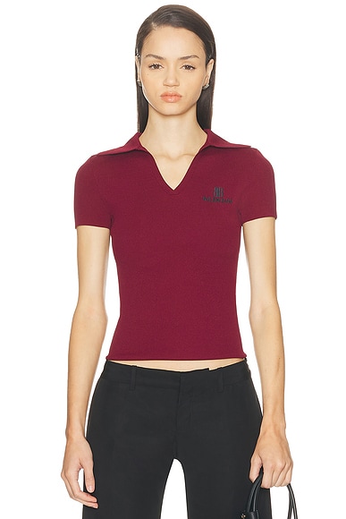 Polo Top Burgundy & Black
