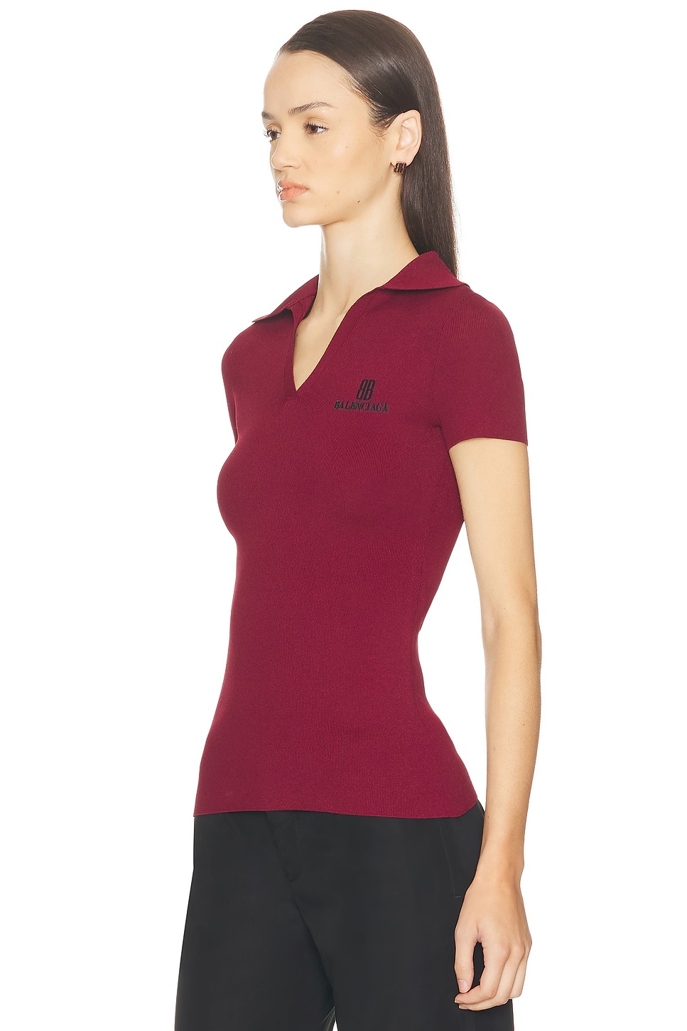 Polo Top Burgundy & Black