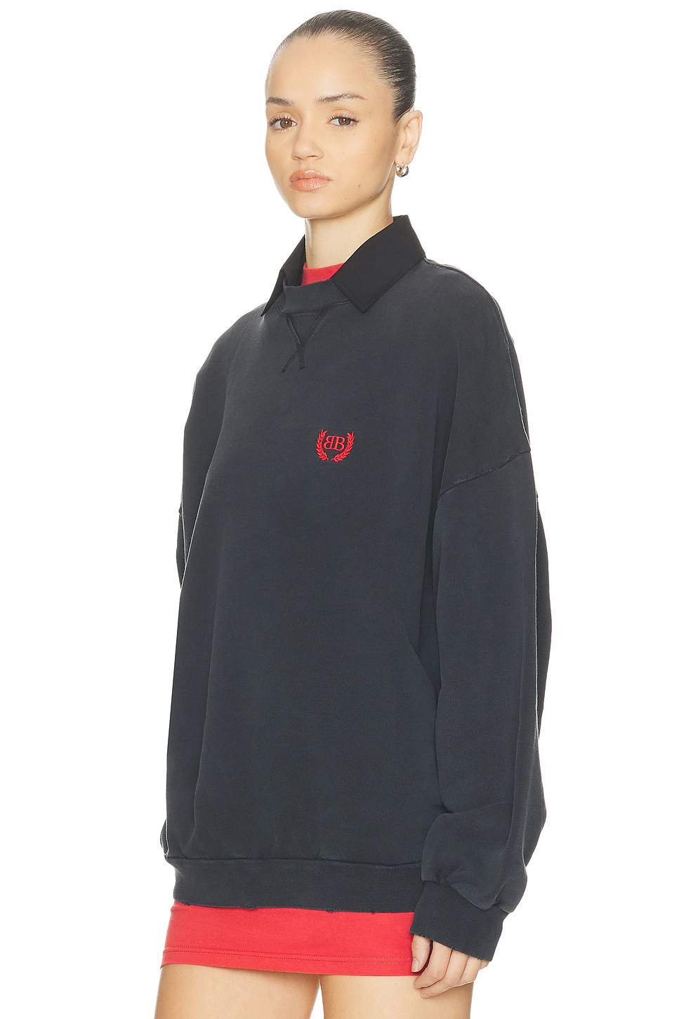 Shirt Crewneck Top Faded Washed Black