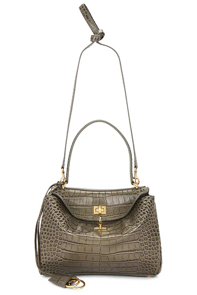 Rodeo Small Croc Embossed Top Handle Bag Army Green