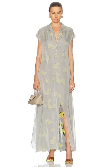 Dranee Dress Yellow & Grey