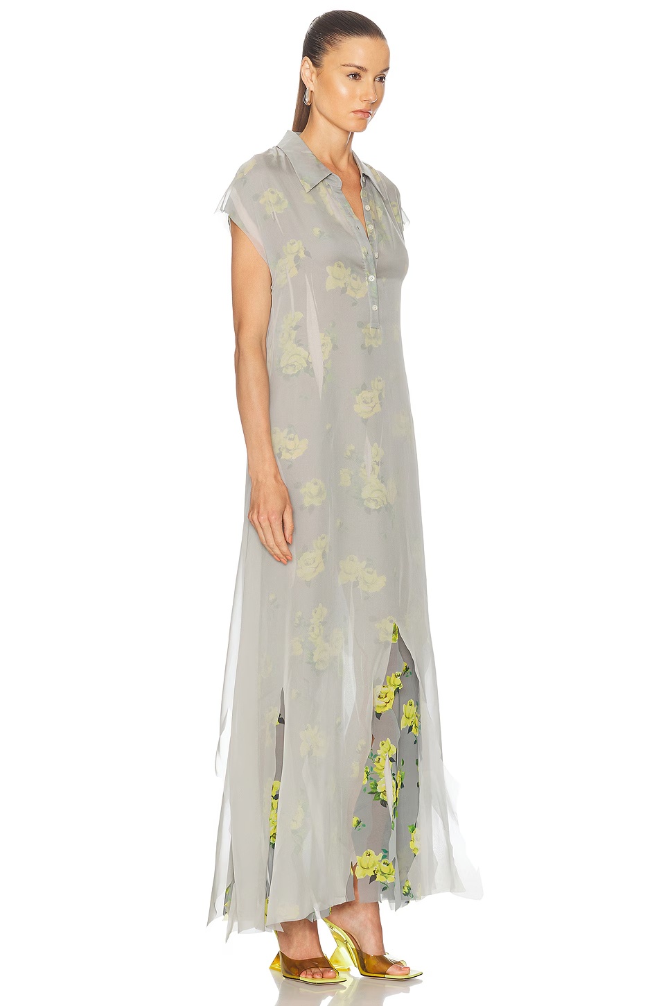 Dranee Dress Yellow & Grey