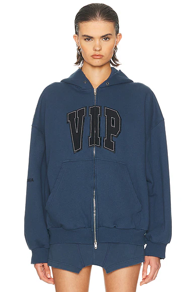 Shifted Zip Up Hoodie Dark Blue
