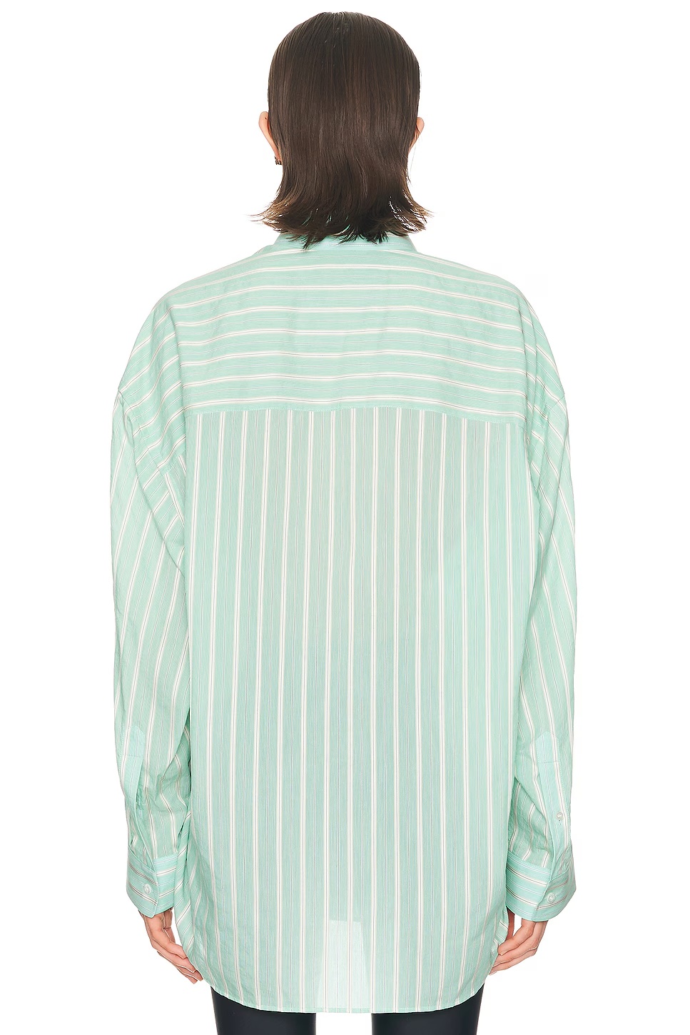 Long Sleeve Cocoon Shirt Green & White