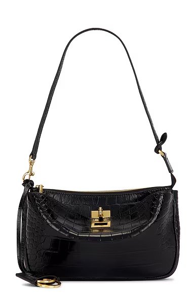 Rodeo Sling Embossed Croc Pochette Bag Black
