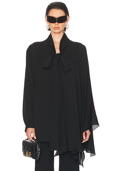 Washed Silk Georgette Top Black