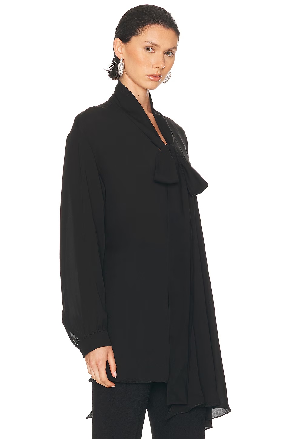 Washed Silk Georgette Top Black