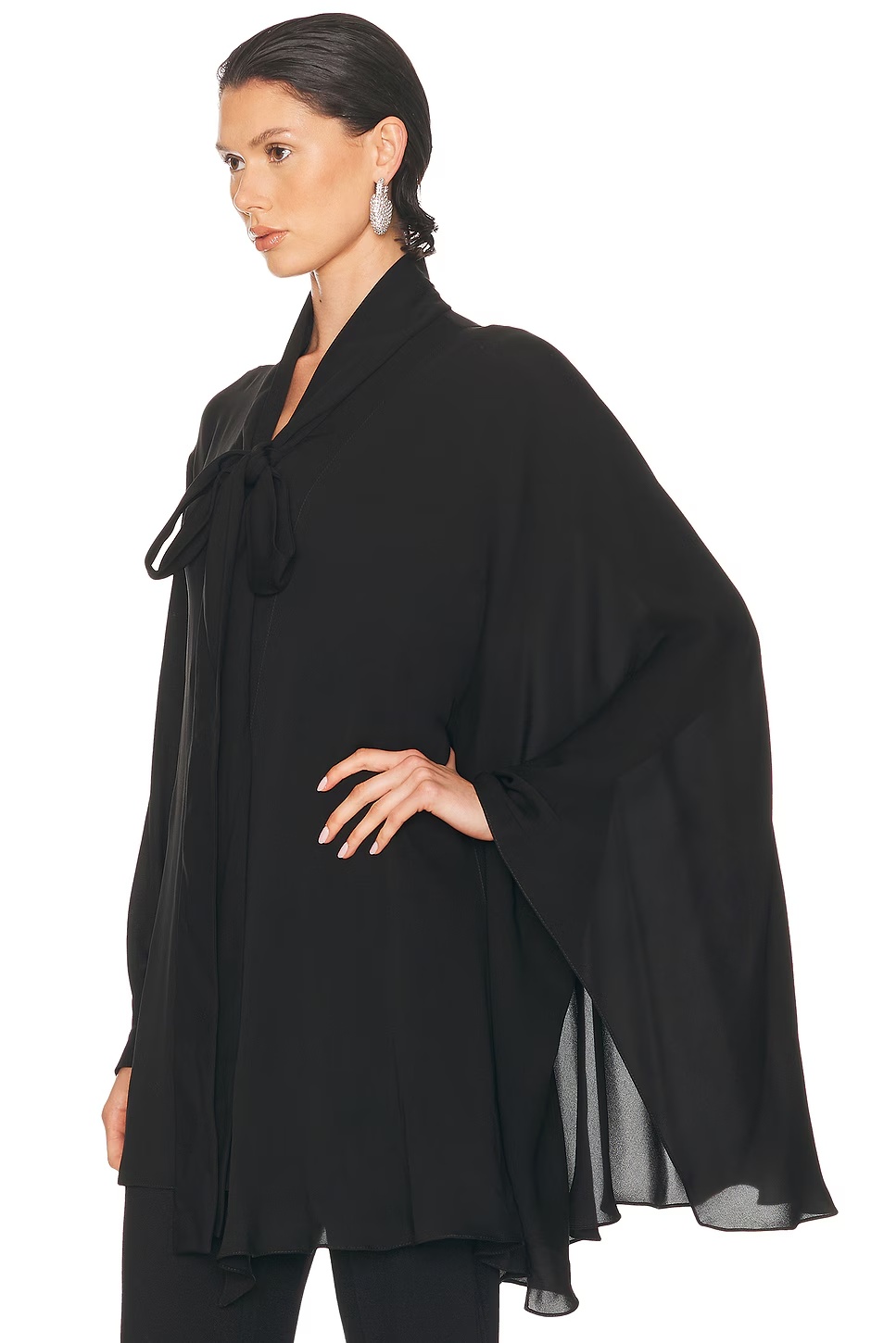 Washed Silk Georgette Top Black
