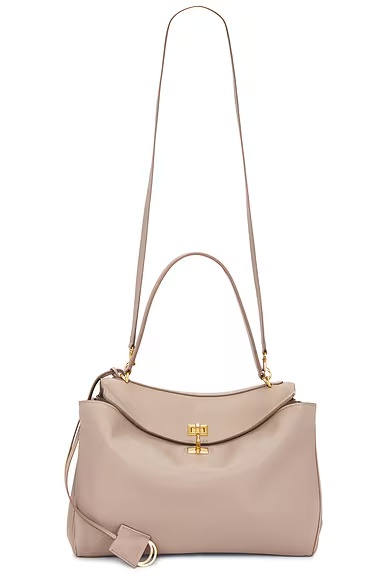 Rodeo Medium Grained Leather Top Handle Bag Sesame
