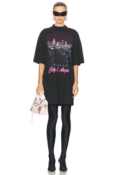 City Of Angels T-shirt Dress Faded Washed Black