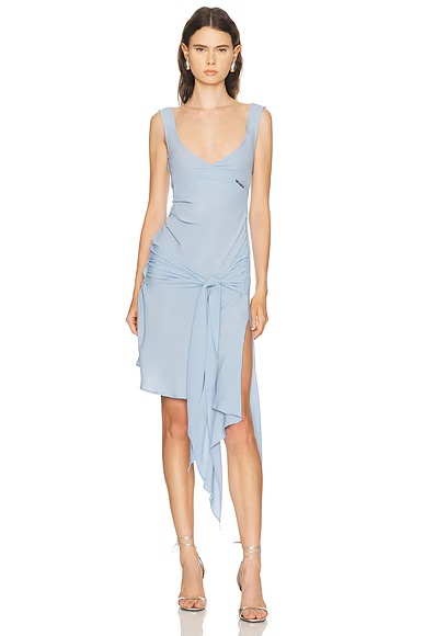 Draped Mini Dress Baby Blue