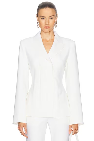 Jacko Double Breasted Jacket Cream White