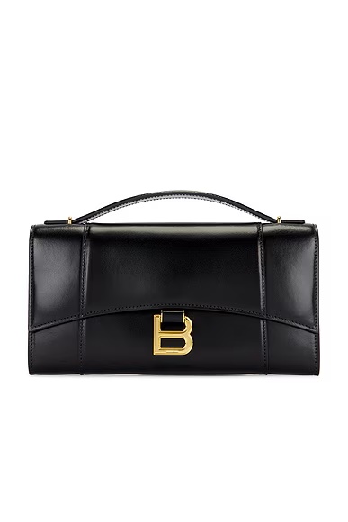 Hourglass Pouch Handle Bag Black