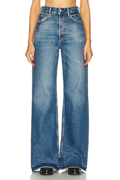 Vintage Baggy Wide Leg Jeans Mid Blue