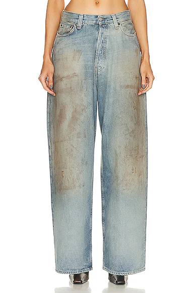Dirty Look Wide Leg Jeans Mid Blue