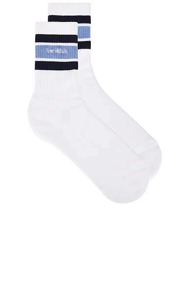 Serif Logo Socks White, Dark Navy, & Colony Blue