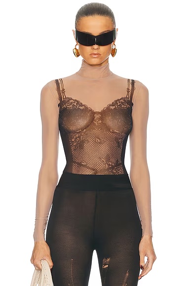 Lingerie Top Black & Light Beige