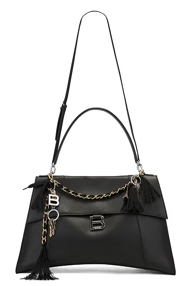 Hourglass Large Soft Top Handle Bag Black