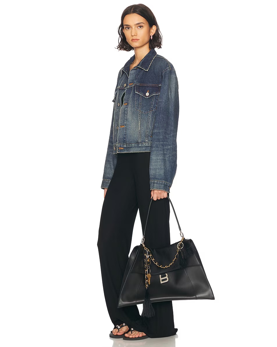Hourglass Large Soft Top Handle Bag Black