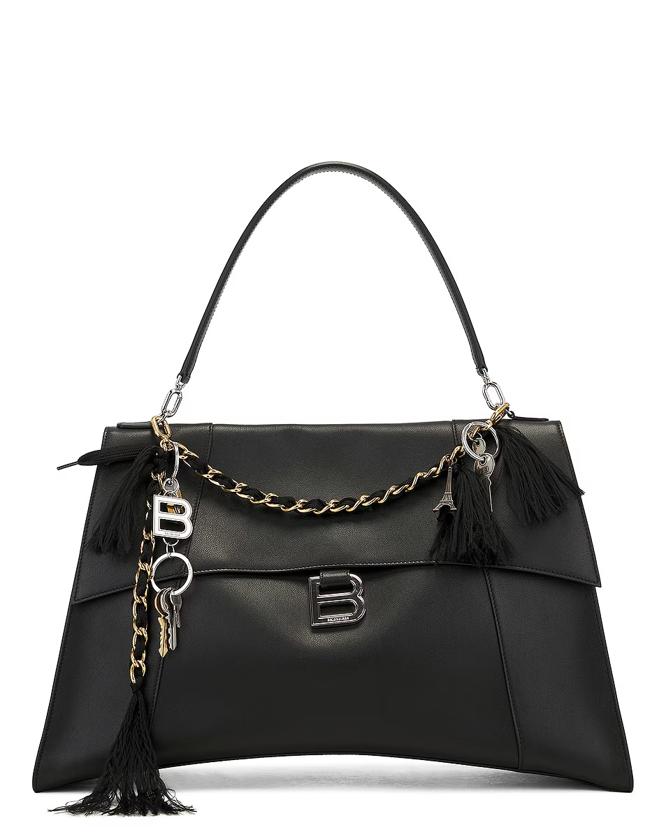 Hourglass Large Soft Top Handle Bag Black