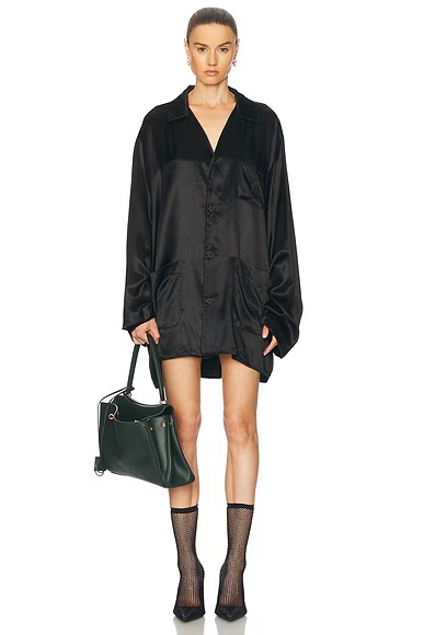 Satin Pyjama Shirt Black