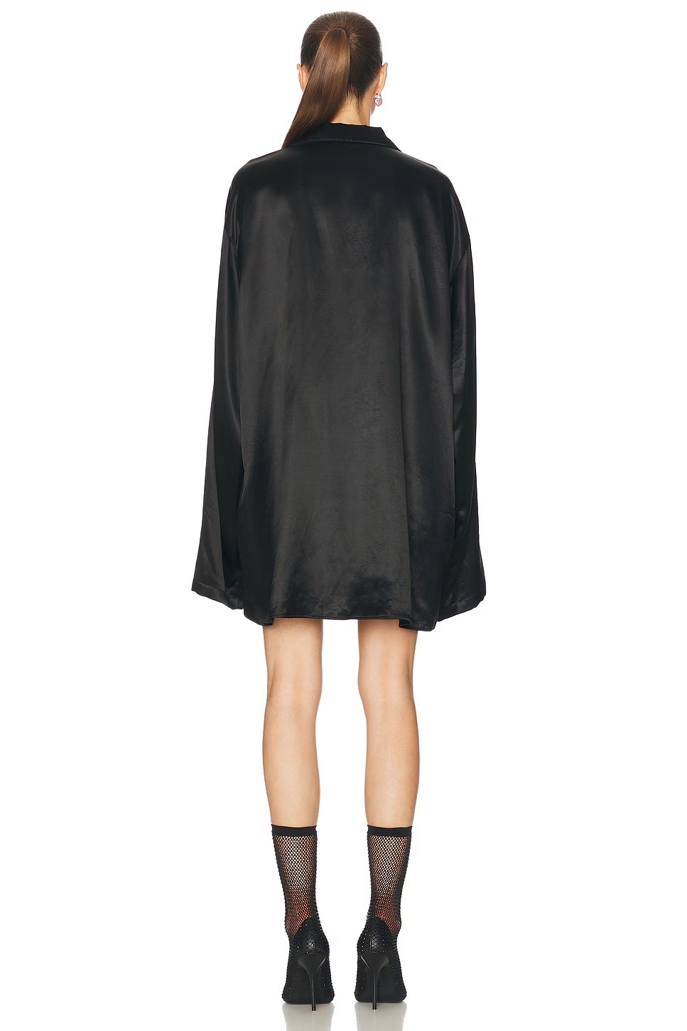 Satin Pyjama Shirt Black