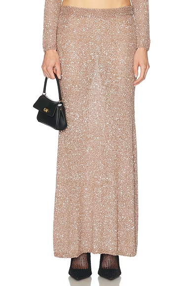 Maxi Skirt Light Brown & Silver